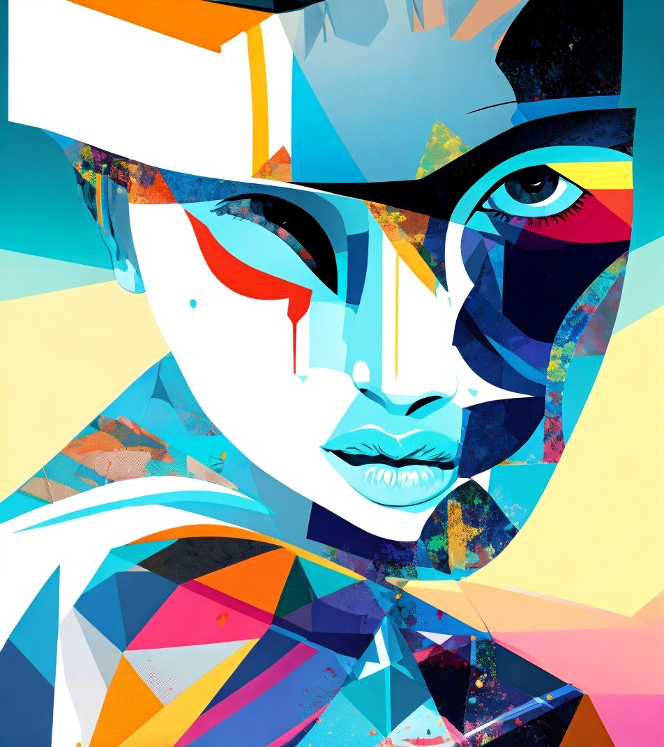 Abstract Portrait with Geometric Shapes and Colors