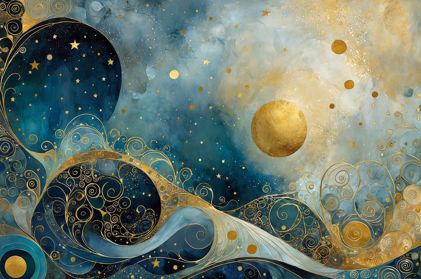 Luxurious Abstract Painting in Jewel Tones and Gold