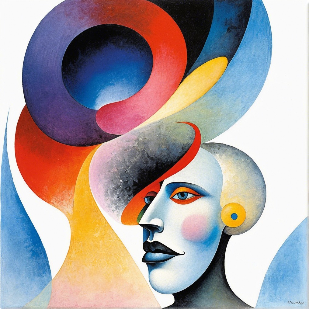 Abstract Human Face in Cool and Vibrant Colors