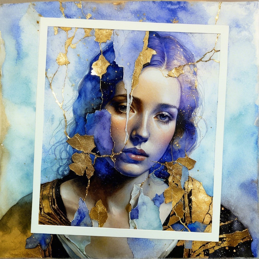 Portrait of a Young Woman with Gold Leaf Accents