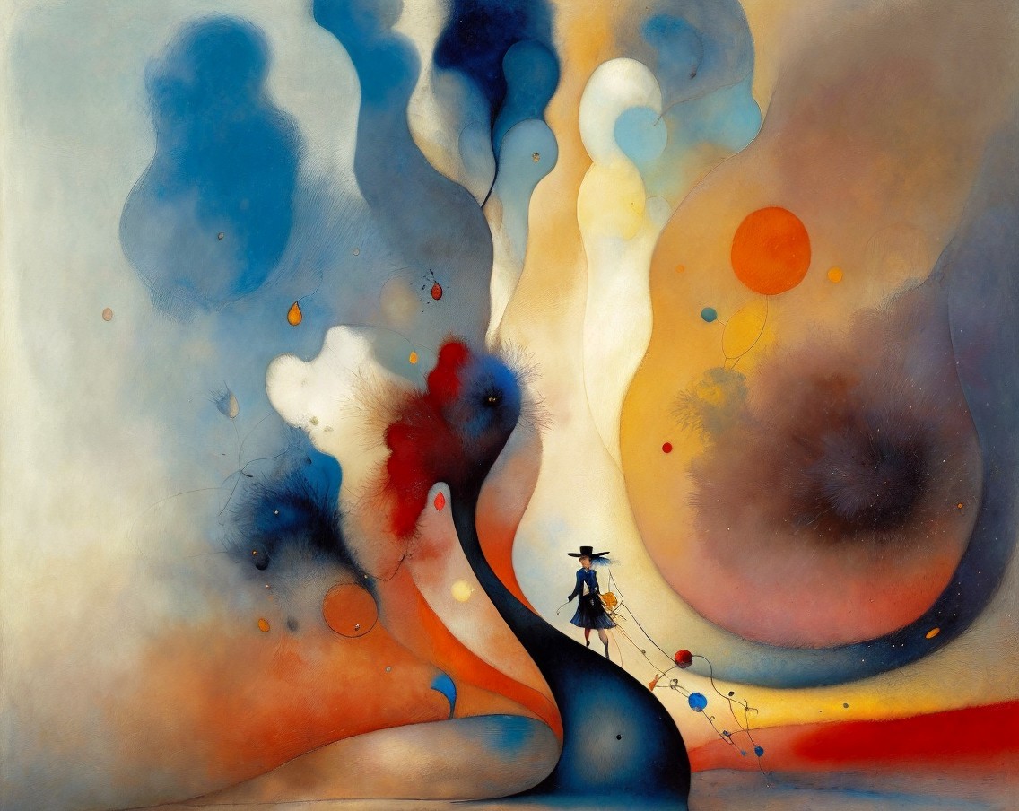 Whimsical Dreamlike Landscape with Abstract Elements