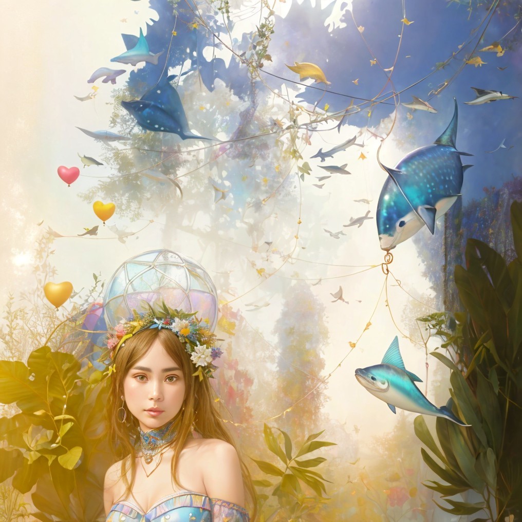 Serene Scene of Young Woman in Dreamlike Landscape