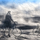 Ethereal Angel Figure Above Urban Cityscape