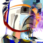 Digital Painting of Doll in Colorful Patchwork Setting