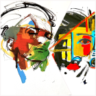 Stylized Faces with Bold Colors and Geometric Shapes