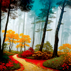 Autumn Scene with Leaves in a Translucent Sphere