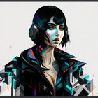 Stylized Figures with Abstract Background in Artwork