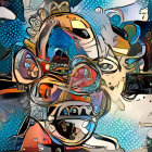 Colorful Figures with Oversized Hats and Glasses