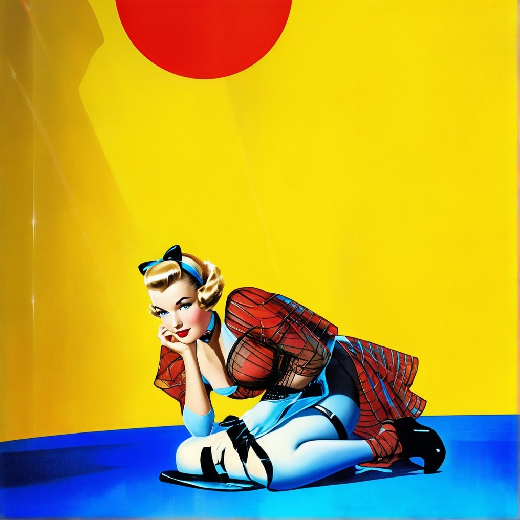 Vintage Glamorous Woman in Whimsical Illustration