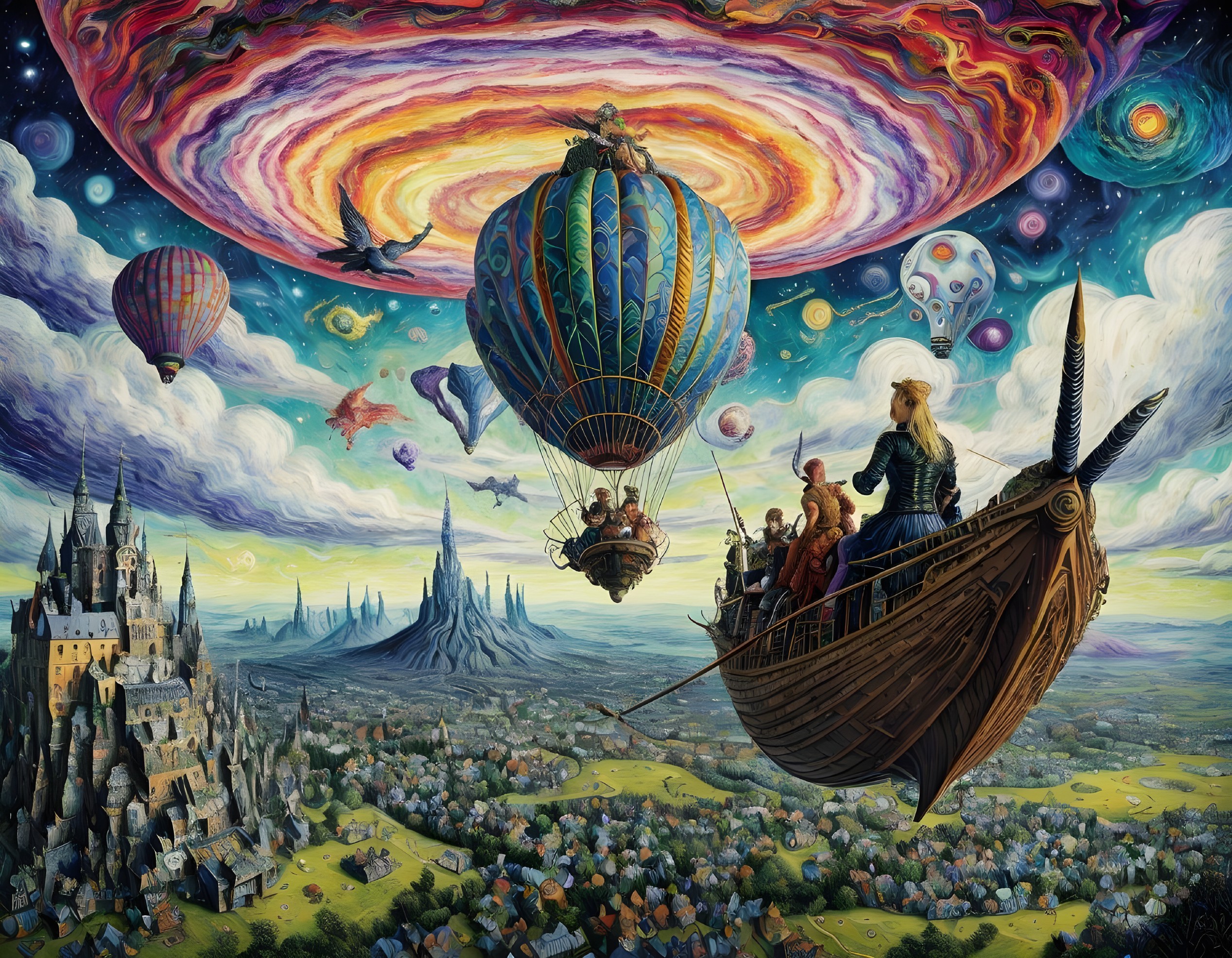 Vibrant Hot Air Balloons in a Dreamlike Landscape