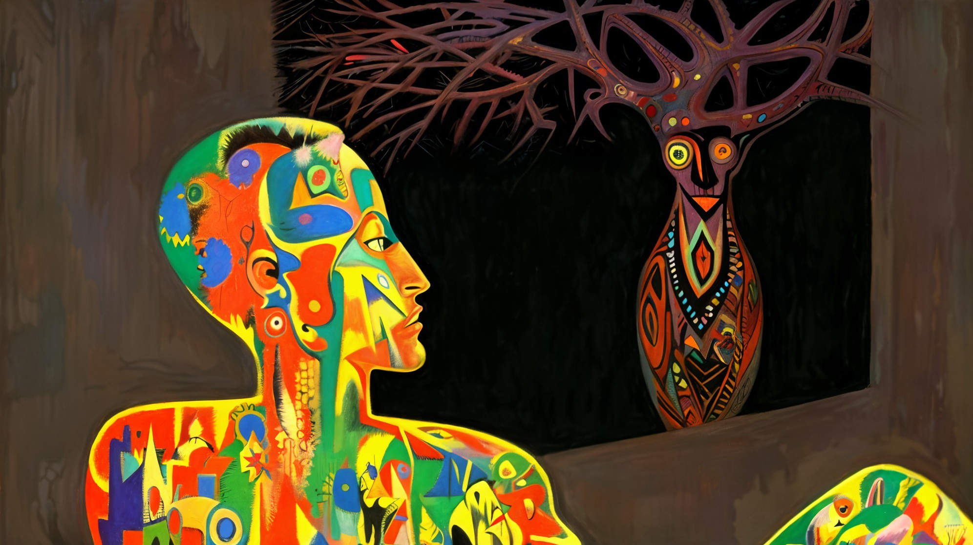 Vibrant Abstract Human Figure with Colorful Patterns