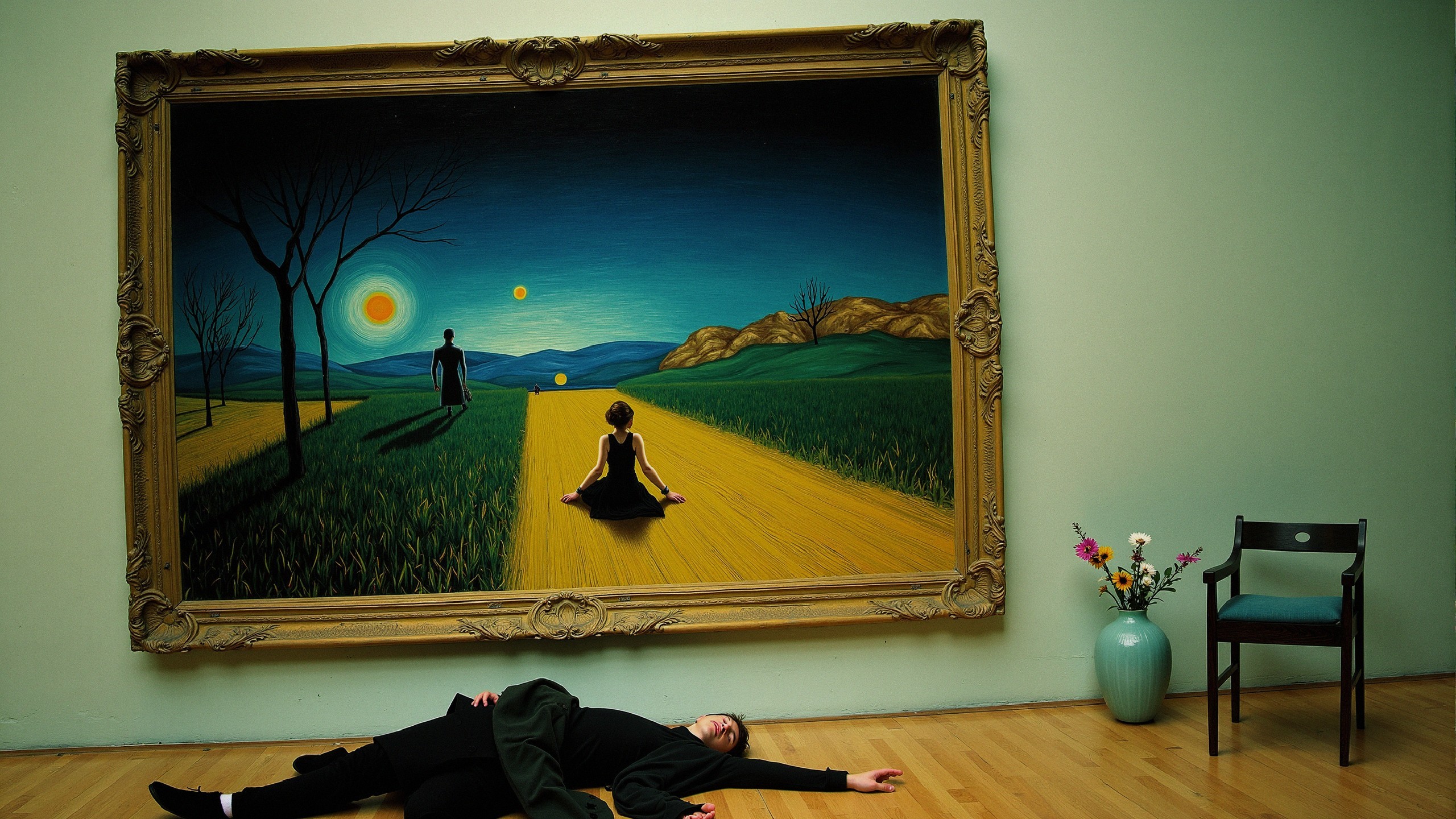 Serene Landscape Painting with Interactive Elements