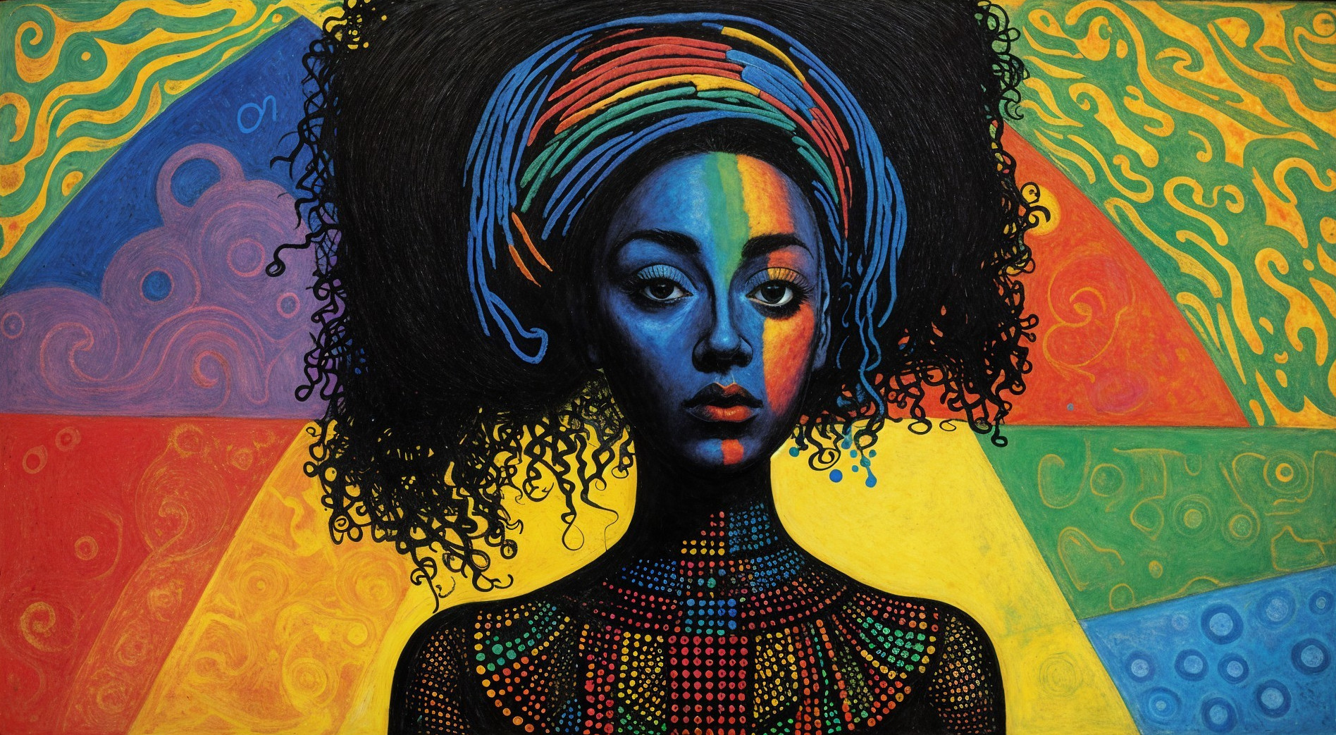 Portrait of a Woman with Multicolored Skin Tones