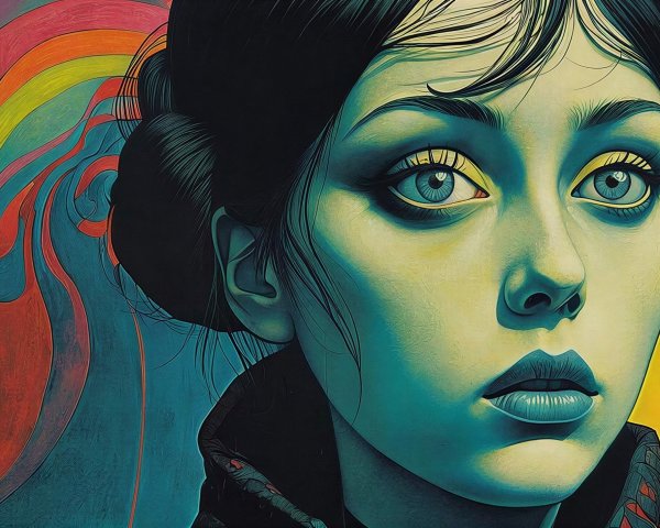 High-detail portrait of a woman with blue eyes