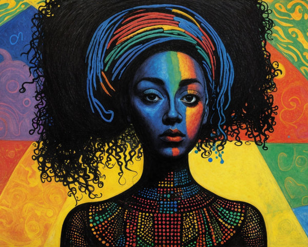 Portrait of a Woman with Multicolored Skin Tones