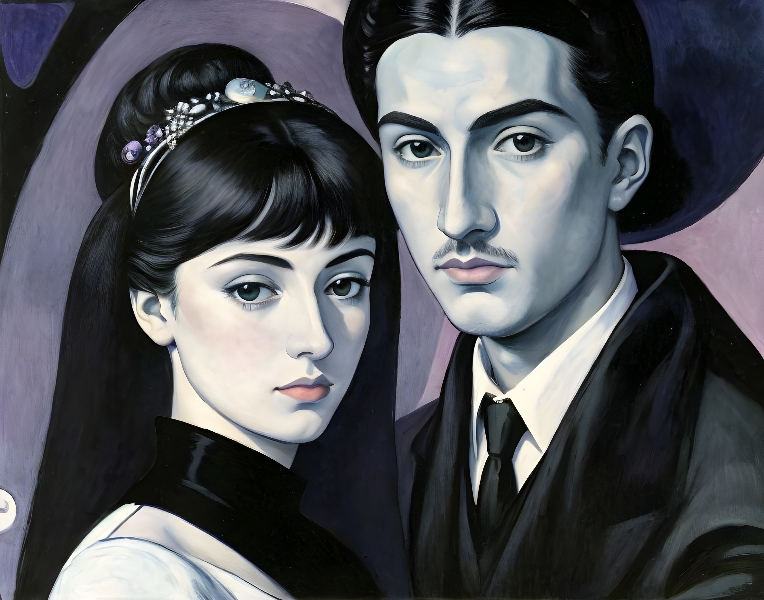 Stylized Portrait of a Couple with Abstract Background