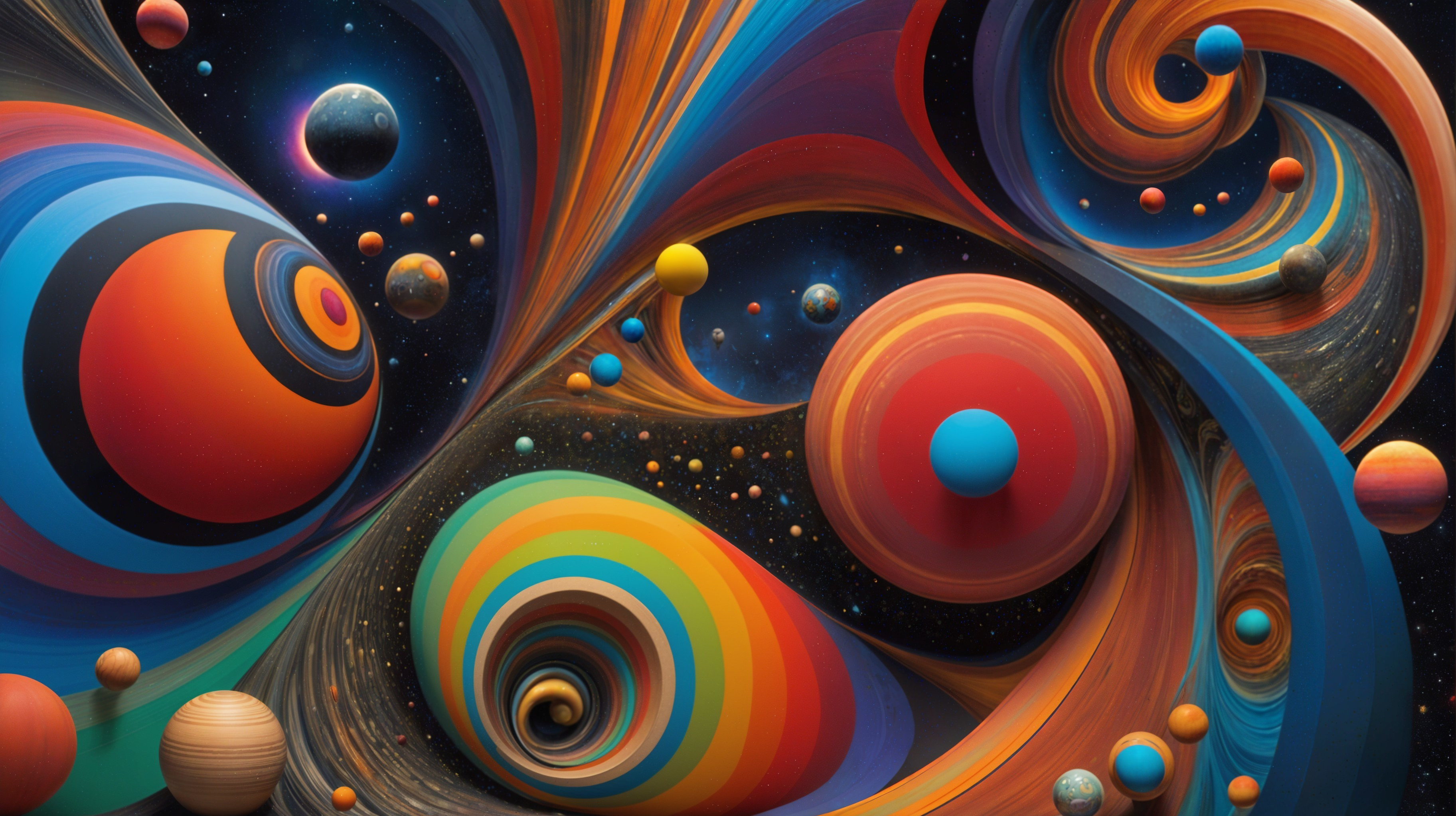 Vibrant Cosmic Scene with Colorful Celestial Bodies