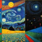 Vibrant Multi-Panel Scene of Nature and Dreamscapes