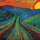 Bold Colors and Dynamic Lines in Landscape Artwork