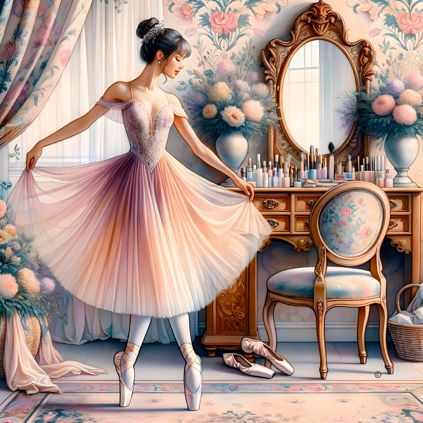 Illustration of Ballerina in Pastel Tutu by Vanity