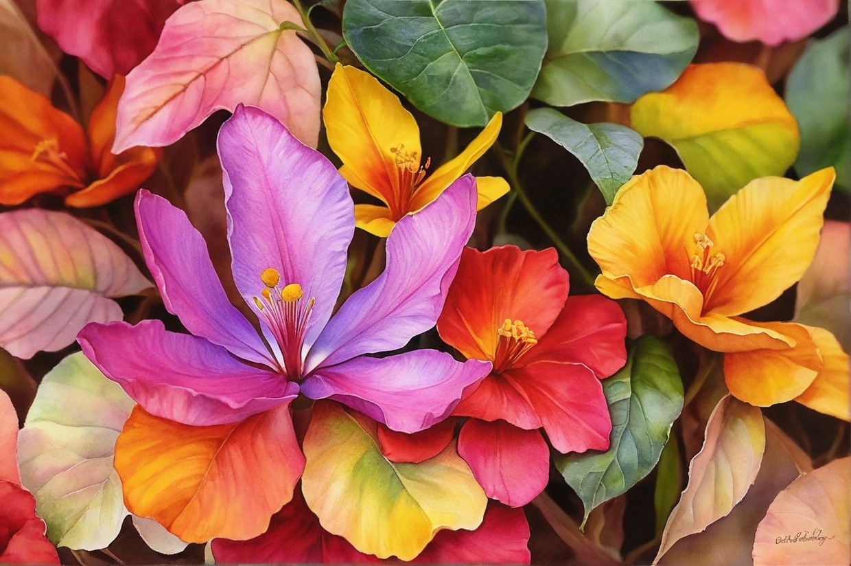 Vibrant Flower Arrangement in Shades of Pink and Orange
