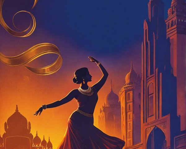 Silhouette of a Dancer Against a Sunset Background