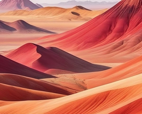 Desert Landscape with Vibrant Red and Orange Hills