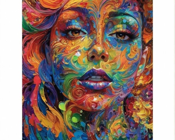 Vibrant Portrait of a Woman with Colorful Patterns