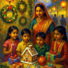 Festive Family Celebration with Lanterns and Gifts