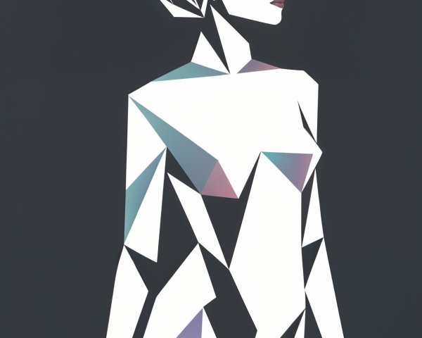 Geometric Illustration of a Female Figure in Profile