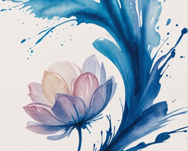 Watercolor Painting of a Blooming Lotus Flower
