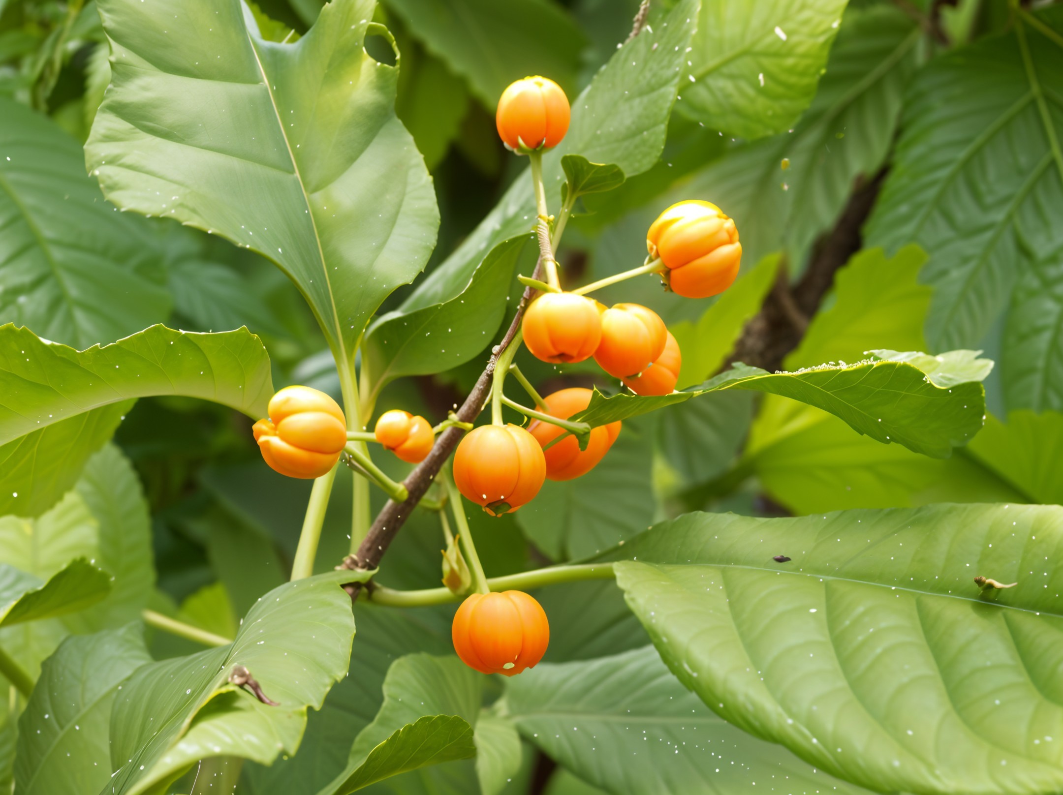 Vibrant Orange Fruits on Lush Green Branches