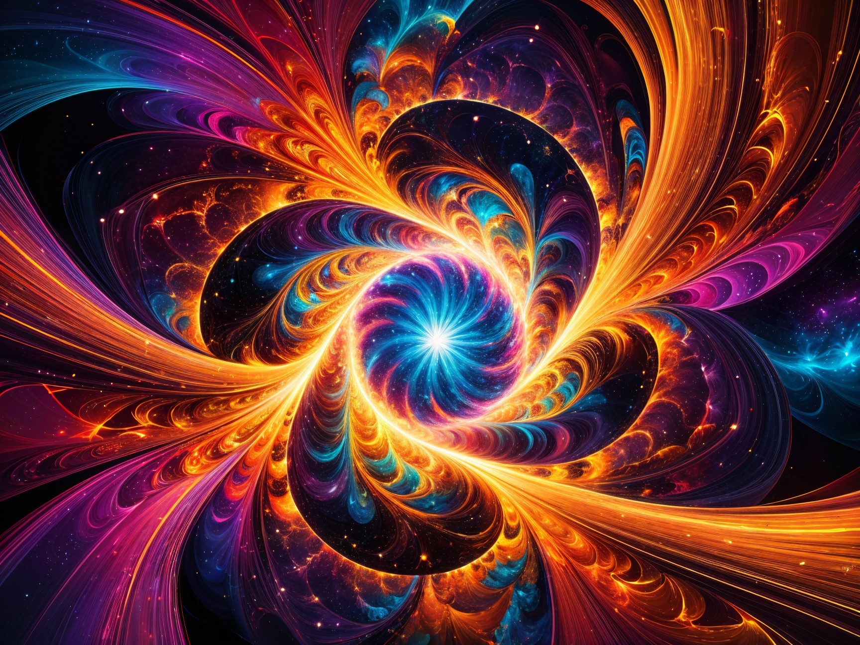 Vibrant Fractal Swirl of Colors in Cosmic Design