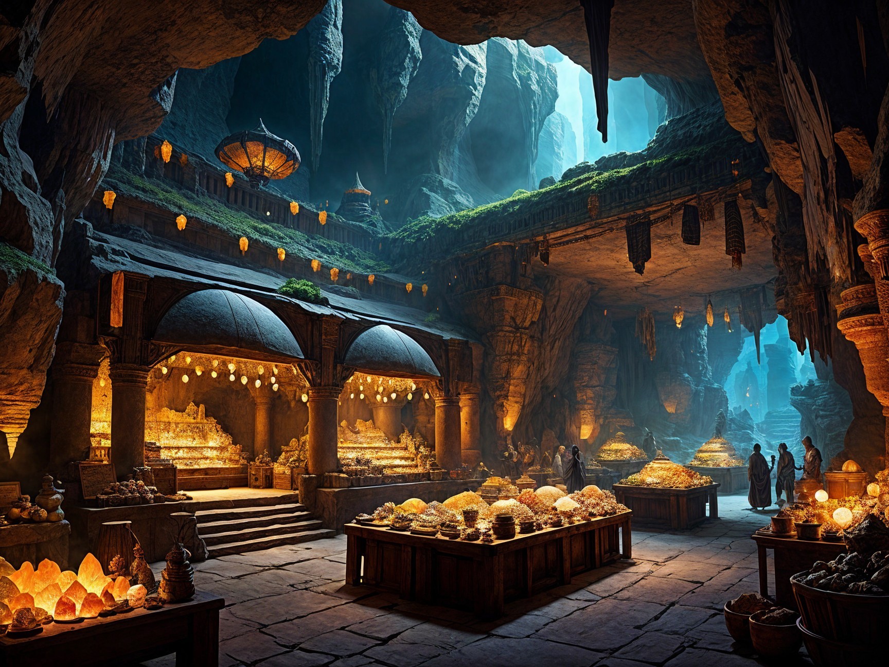 Ancient Cavern Transformed into Vibrant Marketplace
