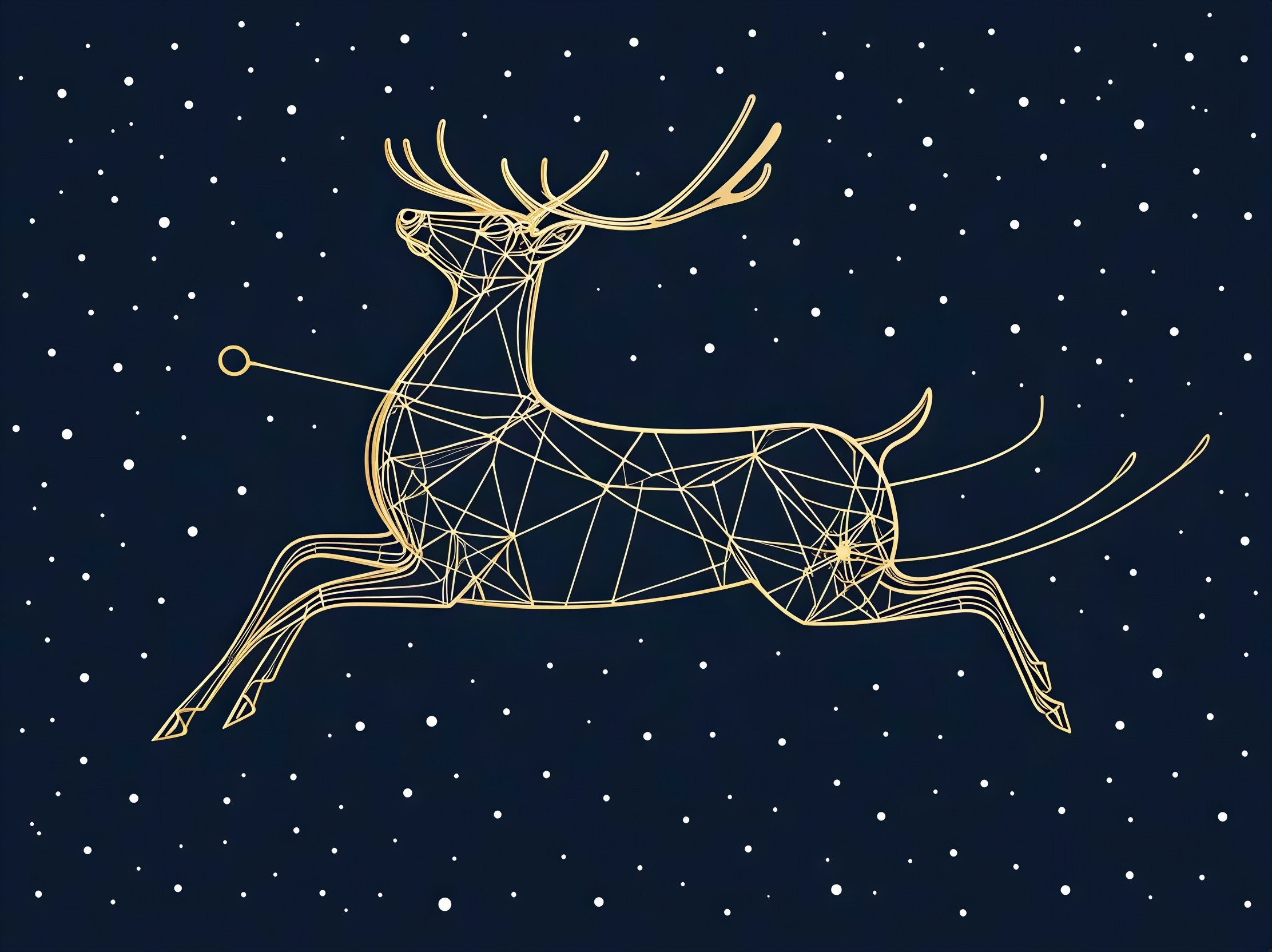 Low Poly Wireframe Deer Constellation in Motion