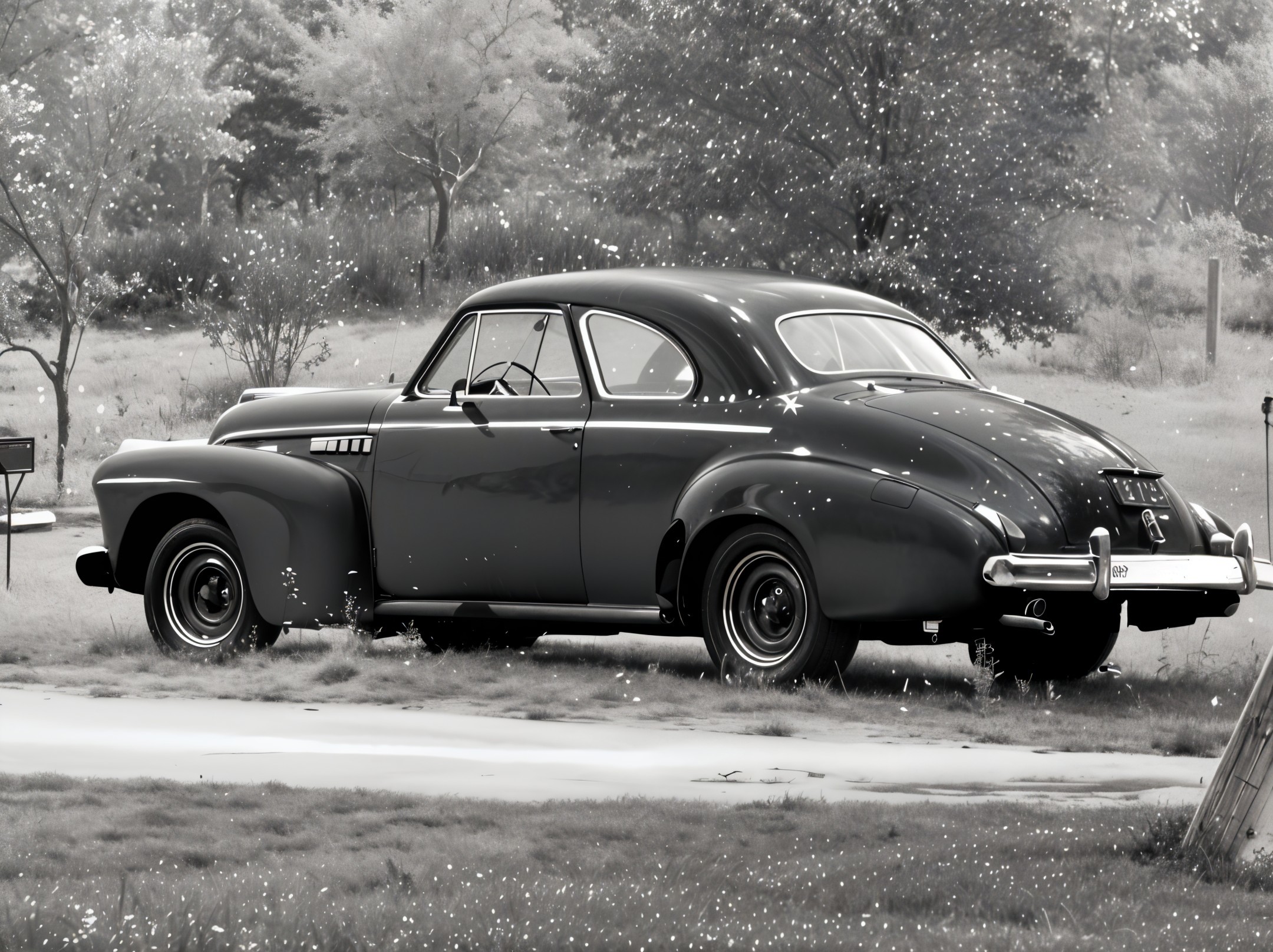 Vintage Car in Black and White with Classic Design