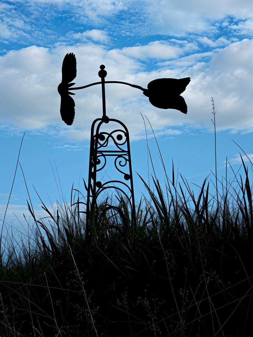Decorative Owl Weather Vane Against Blue Sky