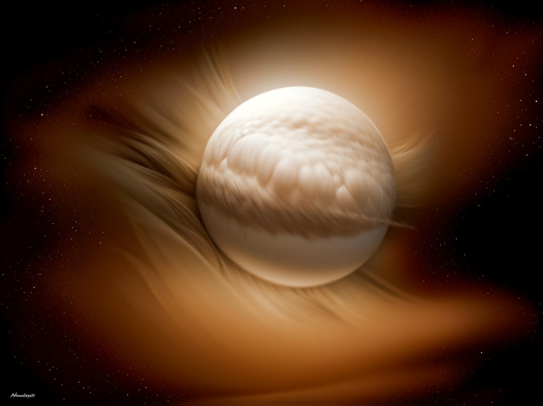 Massive Gas Giant with Dynamic Atmosphere in Space