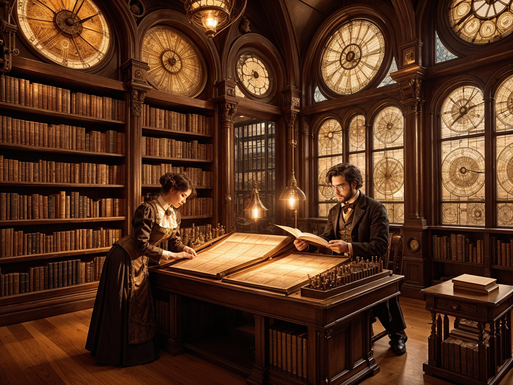 Examination of Ancient Books in a Grand Library