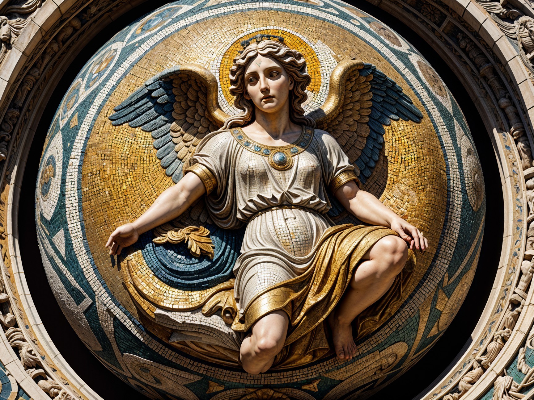 Mosaic of a Celestial Figure with Intricate Details