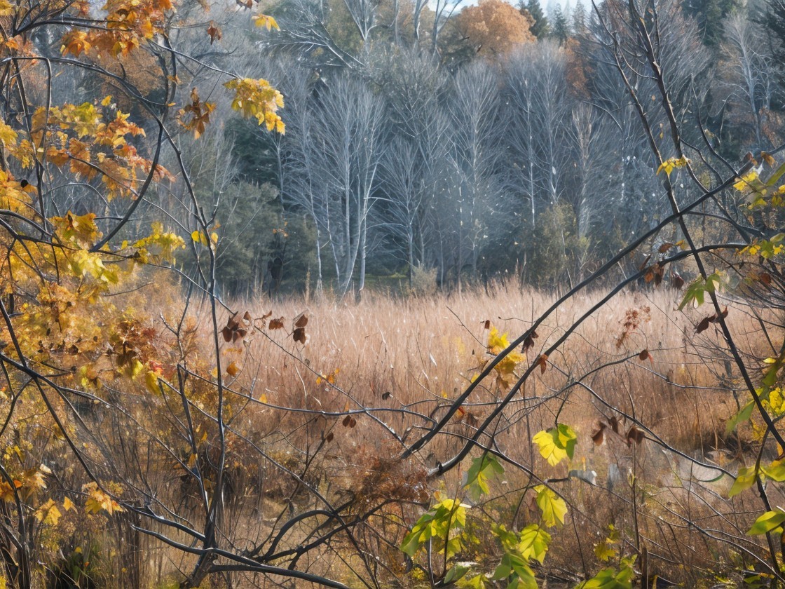 Serene Autumn Landscape with Vibrant Hues and Trees