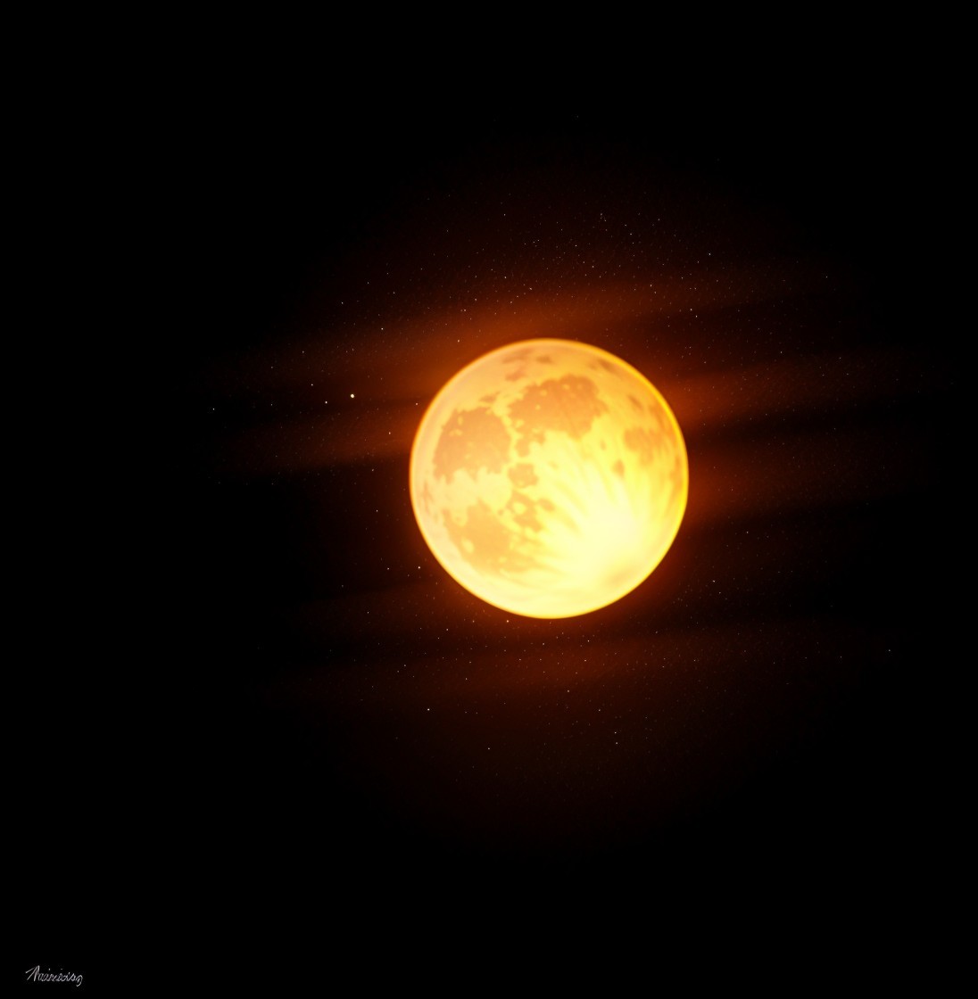 Vibrant Glowing Moon with Textures and Craters