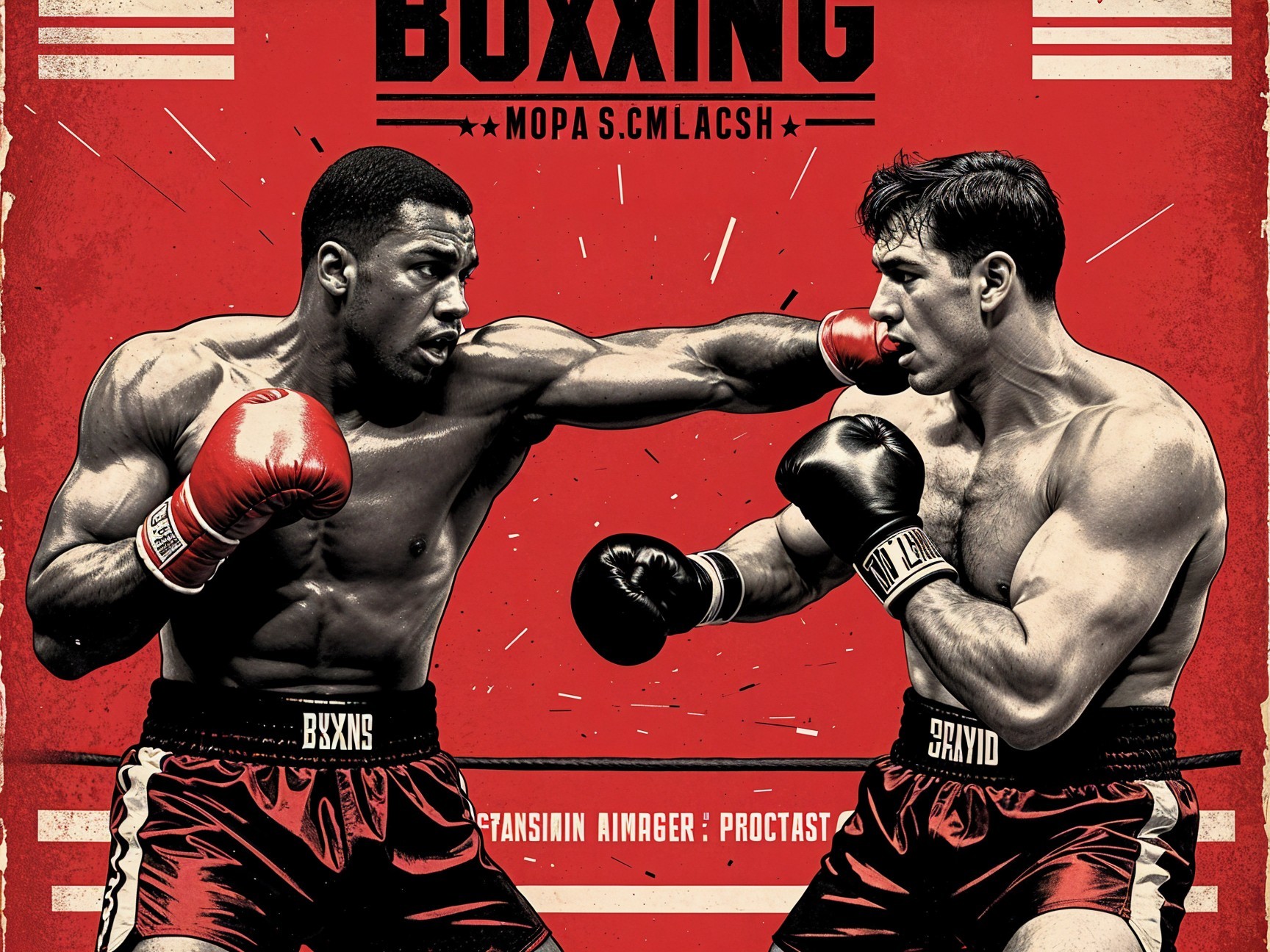 Intense Boxing Match with Vintage Design Elements