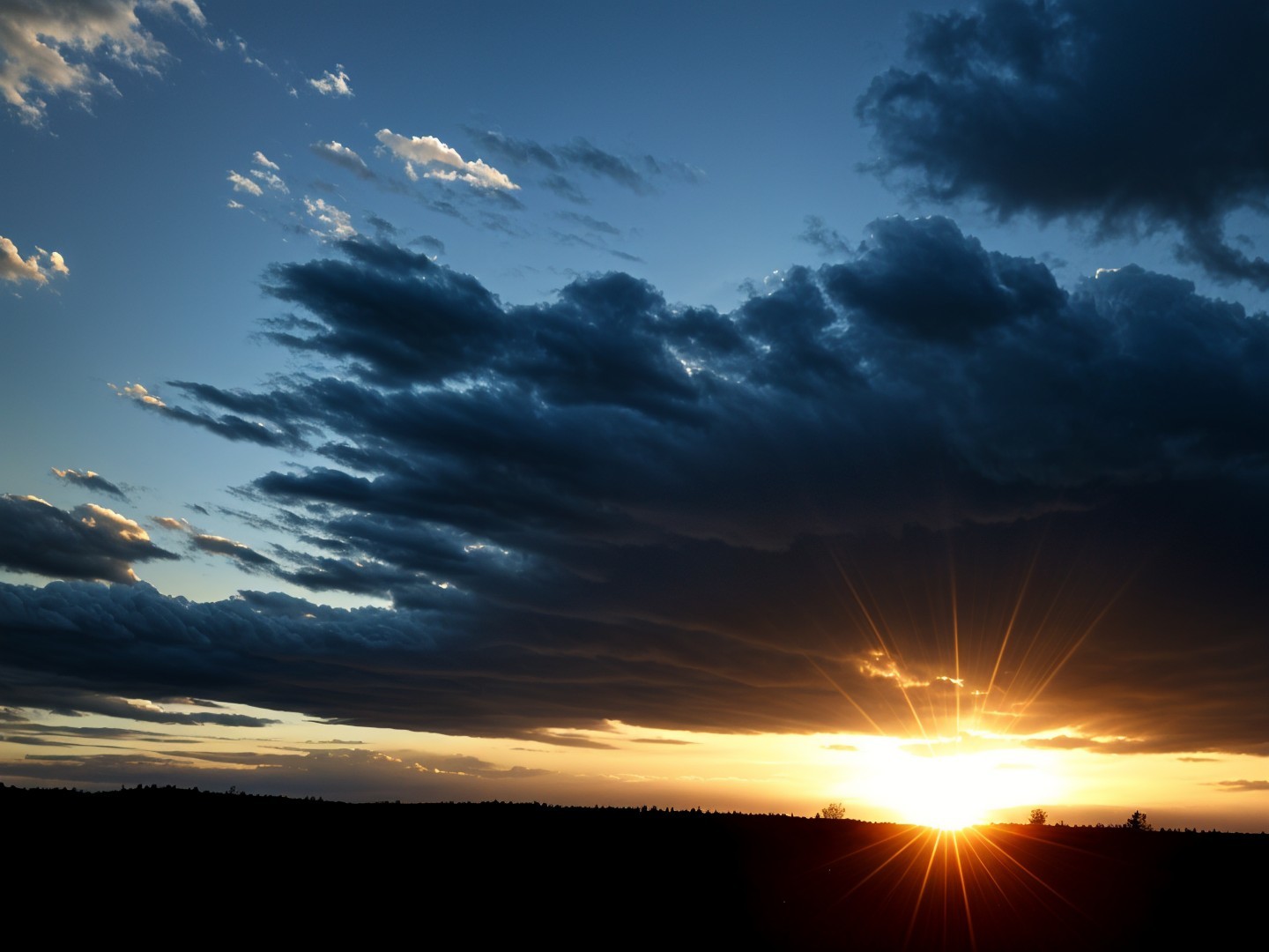 Golden Sunset with Vibrant Hues and Dramatic Clouds