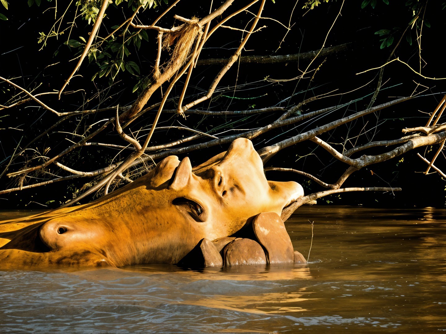 Large Smooth Surface Resembling Cow's Head in Water
