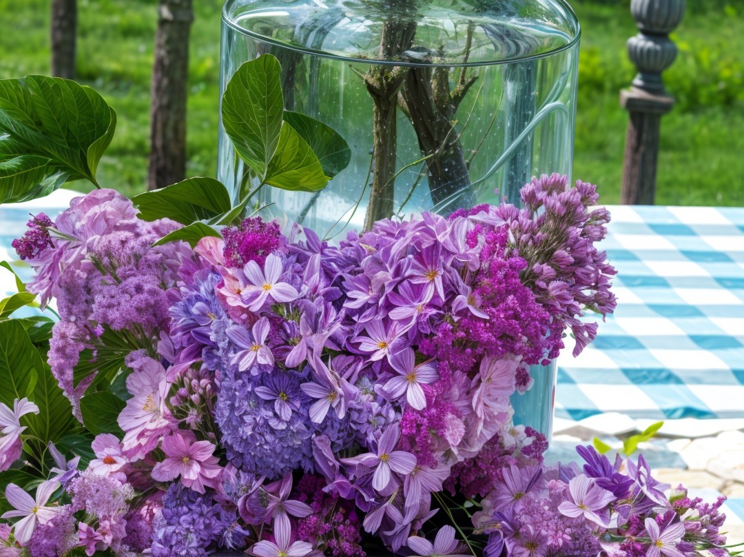 Vibrant Purple and Pink Flower Arrangement in Vase