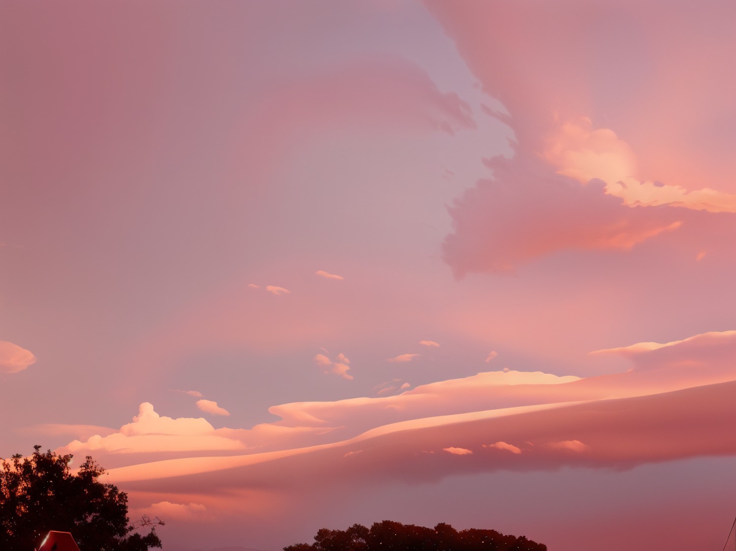 Serene Sunset with Pink and Orange Sky Hues