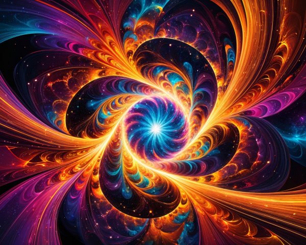 Vibrant Fractal Swirl of Colors in Cosmic Design