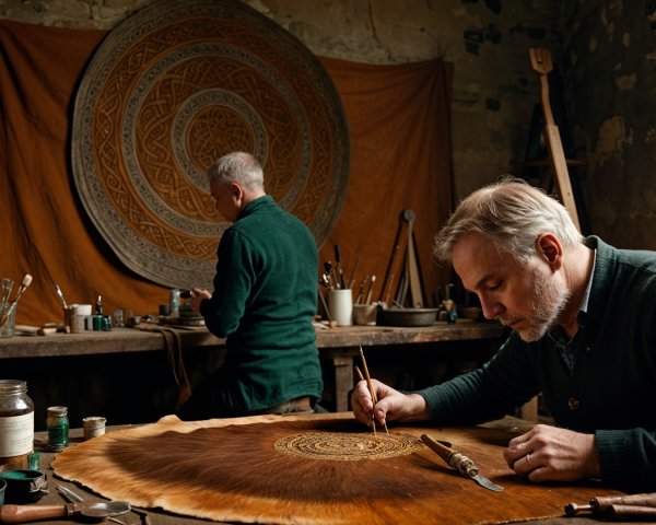Artisans Engaged in Intricate Woodwork Craftsmanship