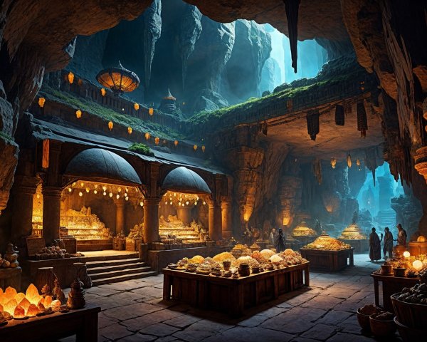 Ancient Cavern Transformed into Vibrant Marketplace